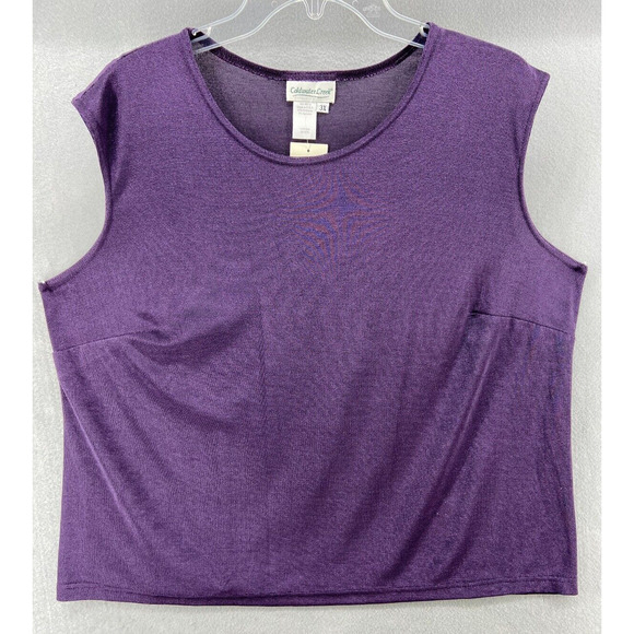 NWT COLDWATER CREEK Sweater 3X Purple Sleeveless Slinky Fabric Cami‎ Round Neck - Picture 1 of 10